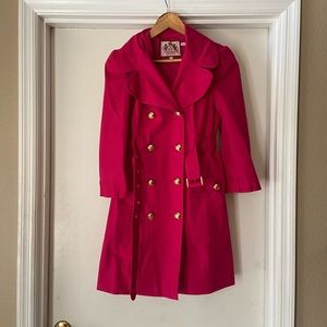 Juicy Couture Magenta Pink 3/4 Sleeve Trench Coat